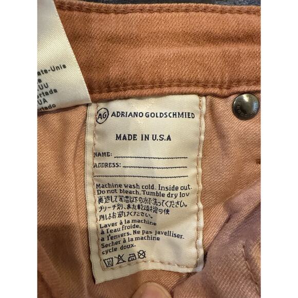 AG Adriano Goldschmied The Stevie Ankle Slim Straight Jeans 28R Orange Cotton B - Picture 3 of 12